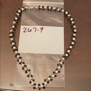 Diamond necklace with black beads
